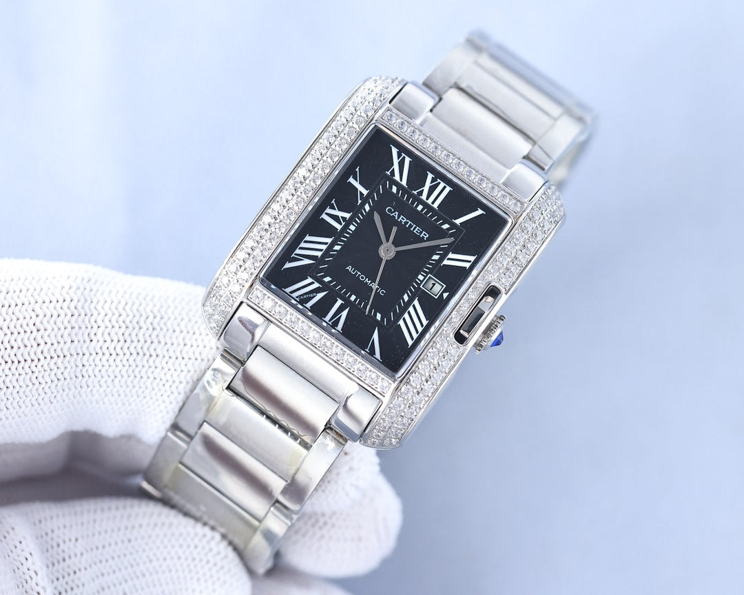 TANK ANGLAISE 30 SILVER DIAMOND BEZEL