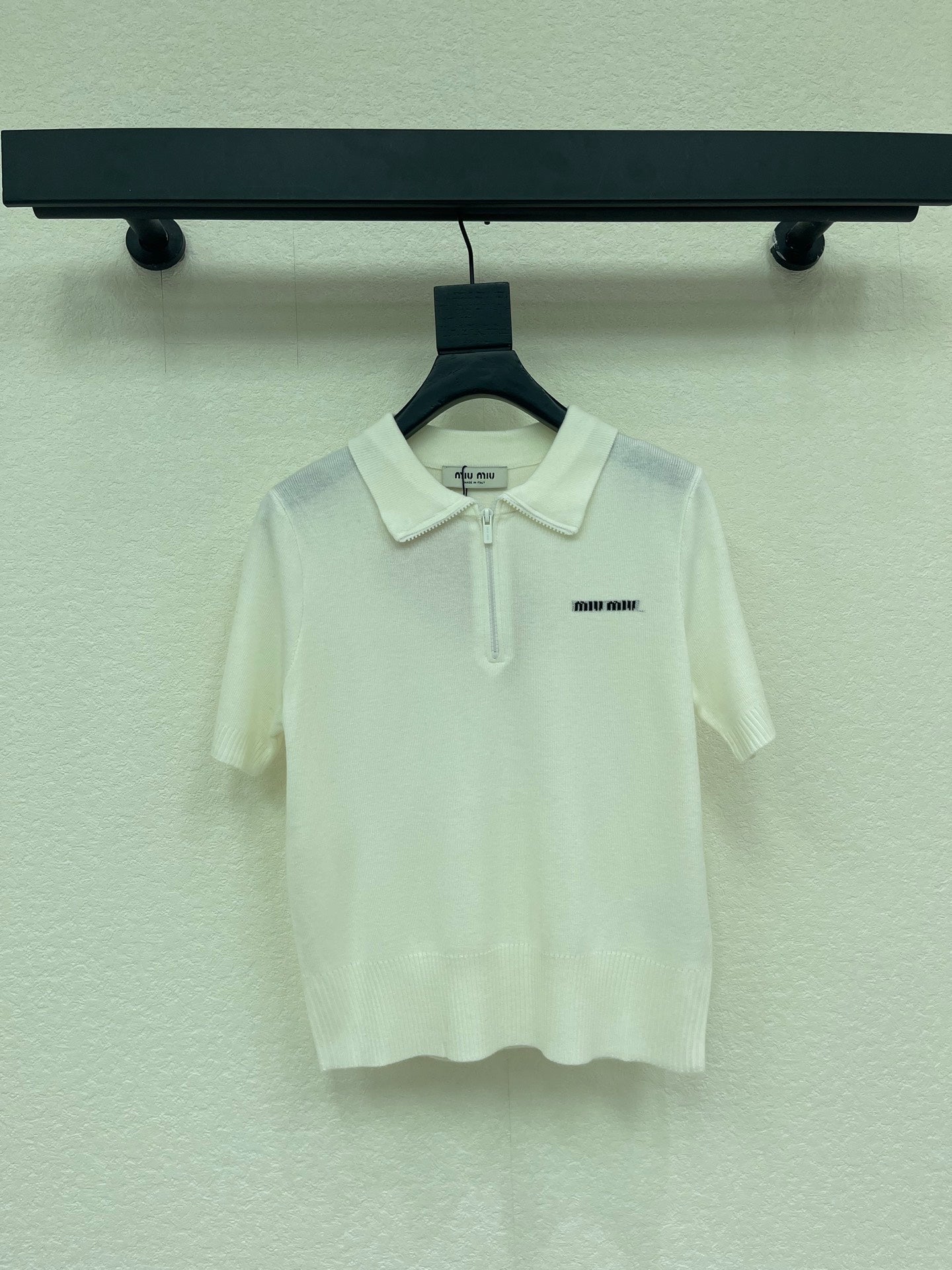 Miu Miu 26 Zip-up Polo Shirt in Wool 370566