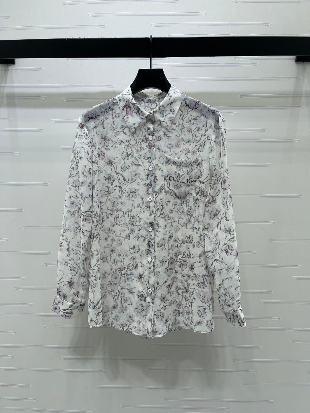 CD Printed Sheer Long-Sleeve Shirt 392641