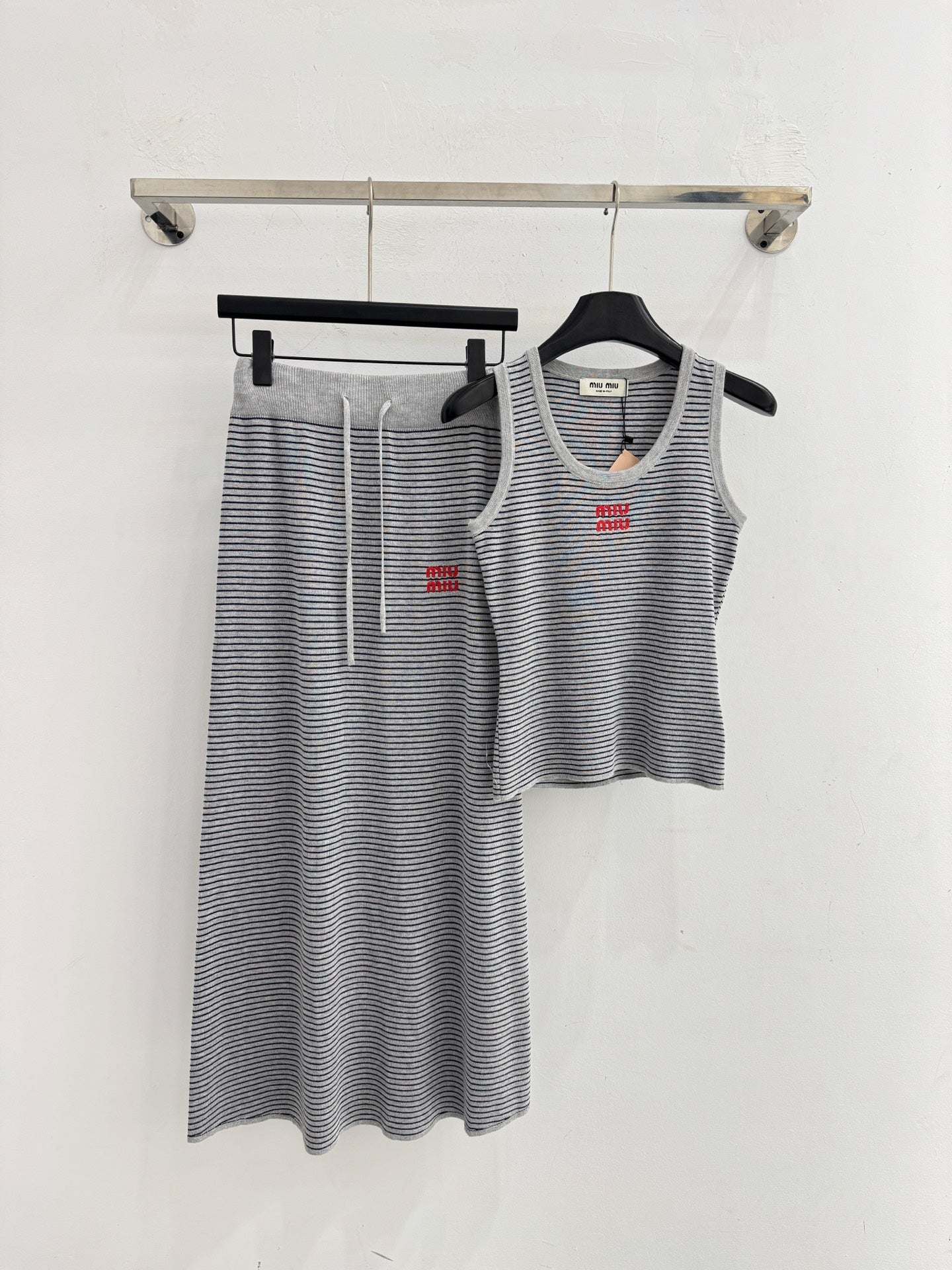 Miu 2026 Striped Simple Knit Set Polyester Viscose 516676