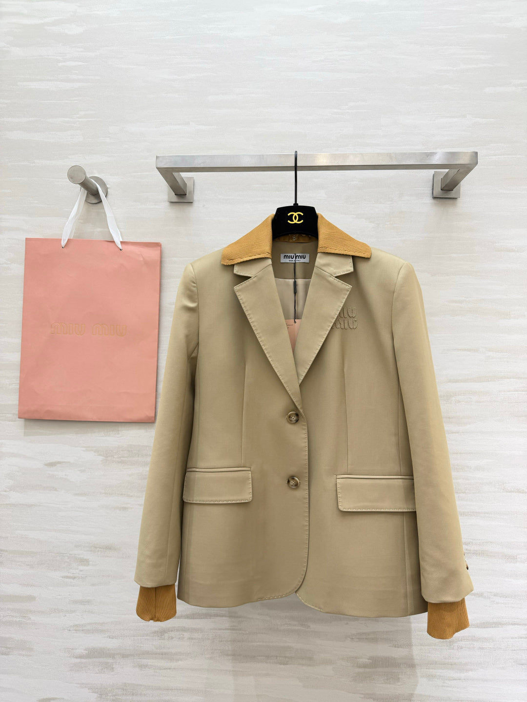 Miu Tailored Blazer Knit Collar Cuffs 427472