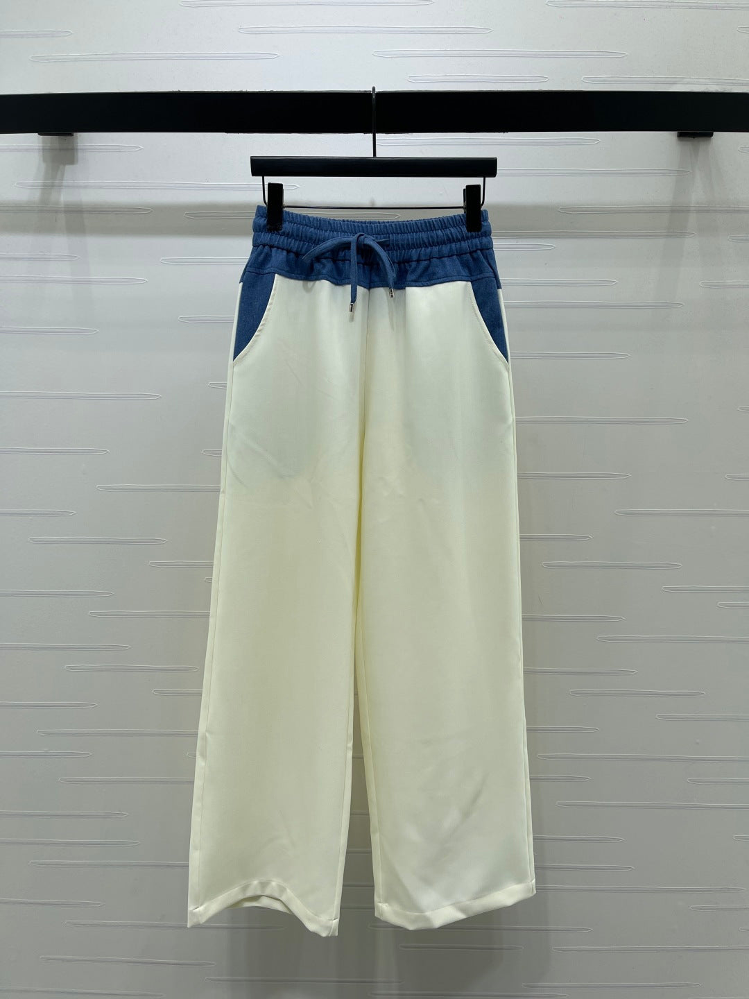 CC 26S Wide-Leg Trousers Denim Waistband Drawstring Polyester 433220