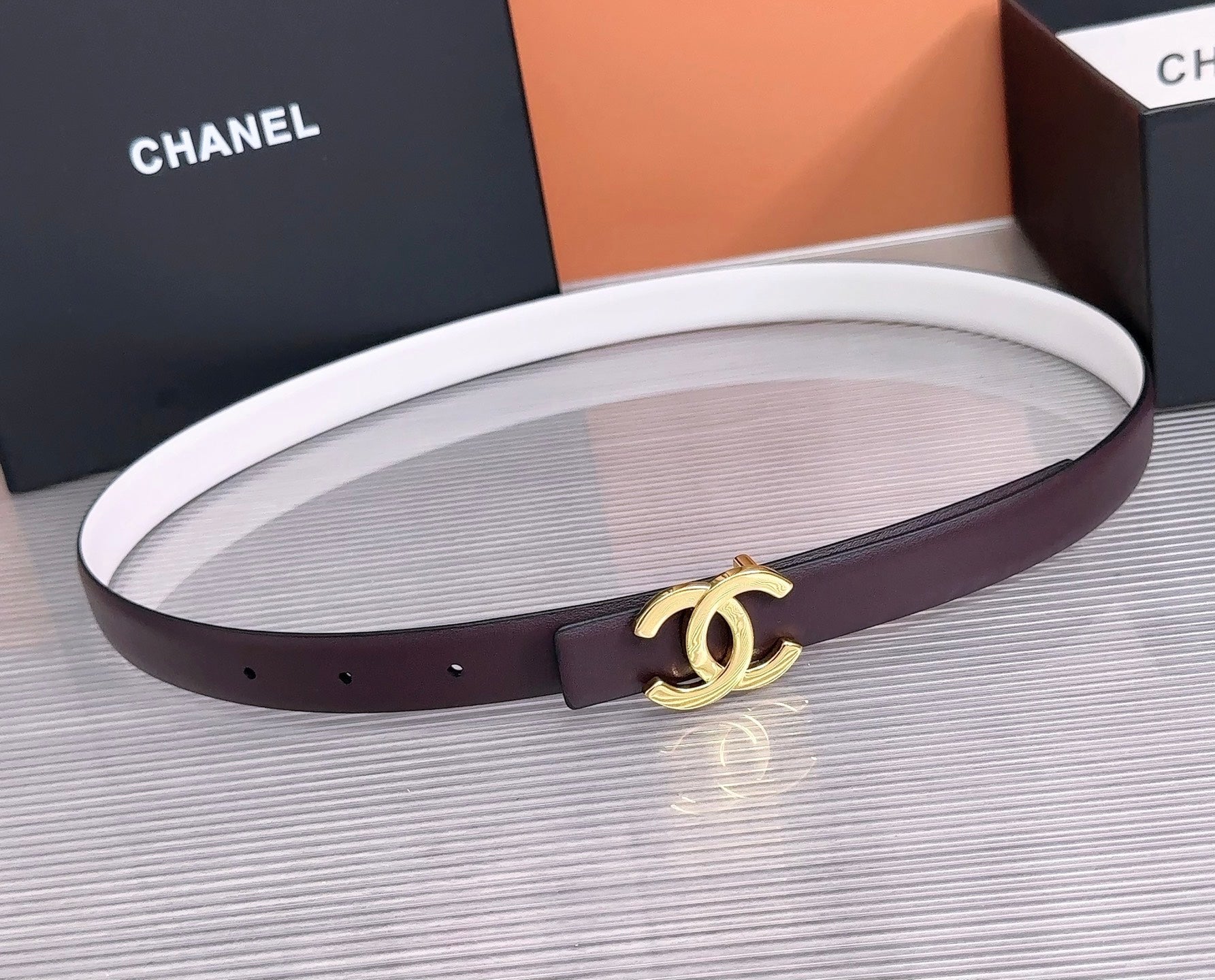 CC 26W Belt 2cm Double-Sided Calfskin 218289