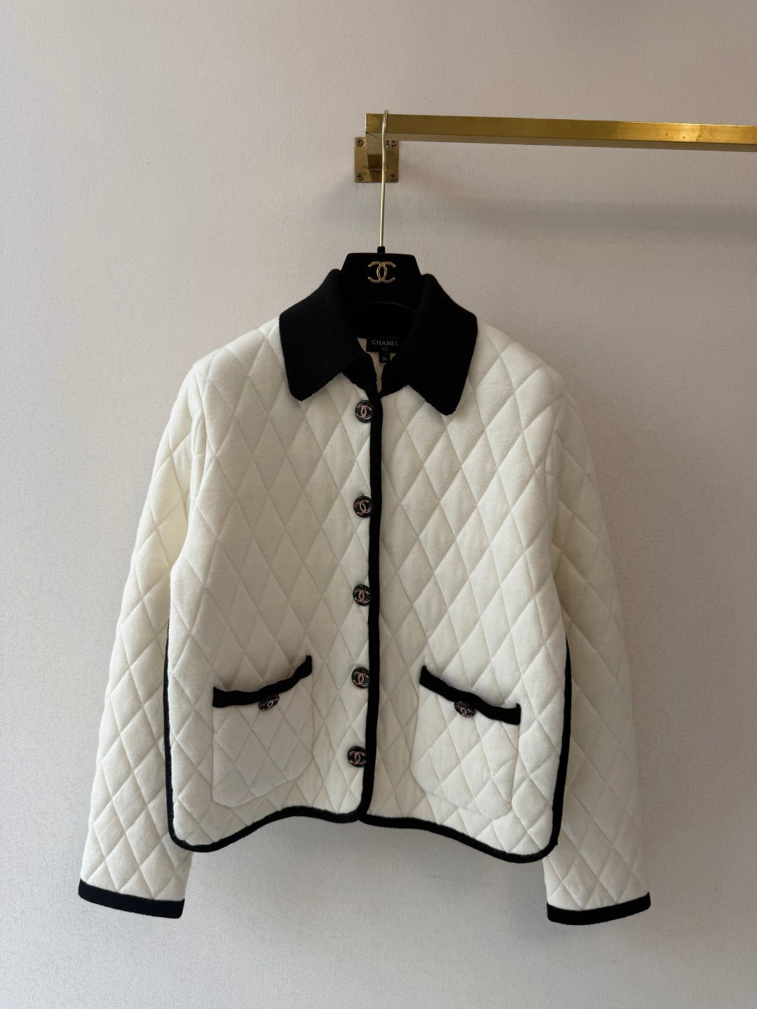 CC 26S Diamond Jacket Contrast Collar Patch Pockets Cashmere 433534