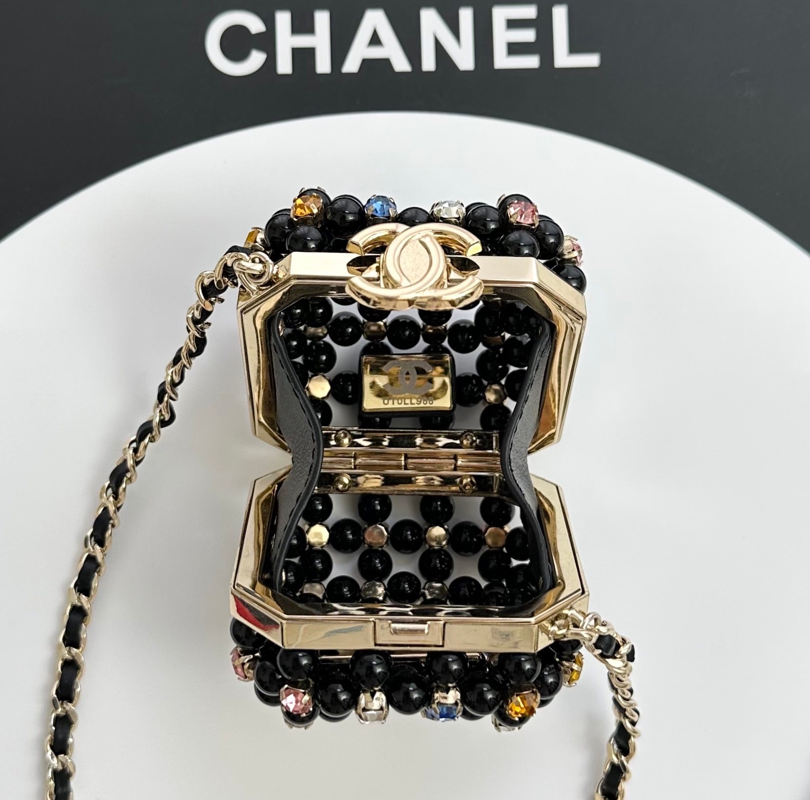 CC Cruise Mini Evening Bag 8cm Pearl Multicolor Crystal Rhinestones 01