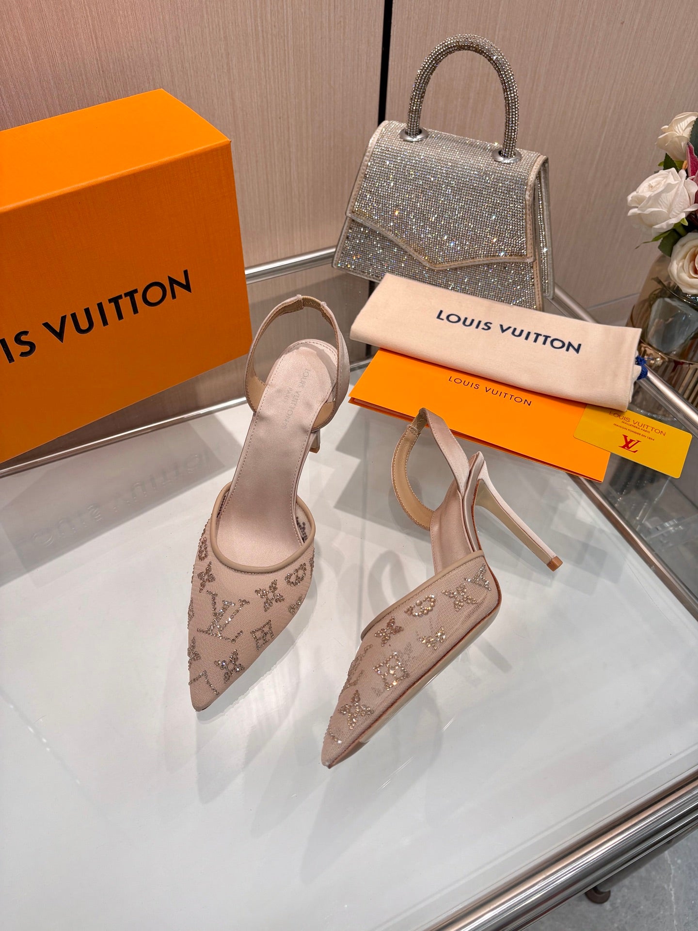 LV 2026 Gala Slingback Heels 10cm Imported Mesh 140721