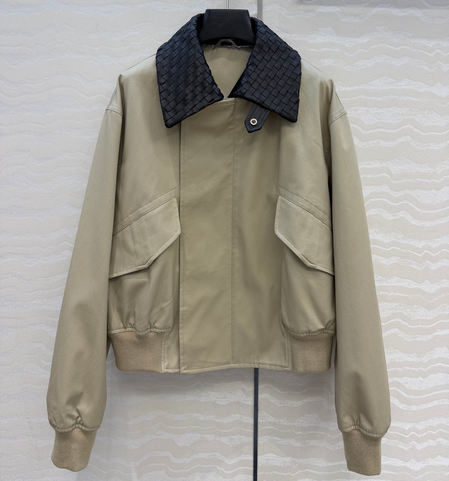 BV 26S Intrecciato Leather-Trimmed Jacket Polyester 435625
