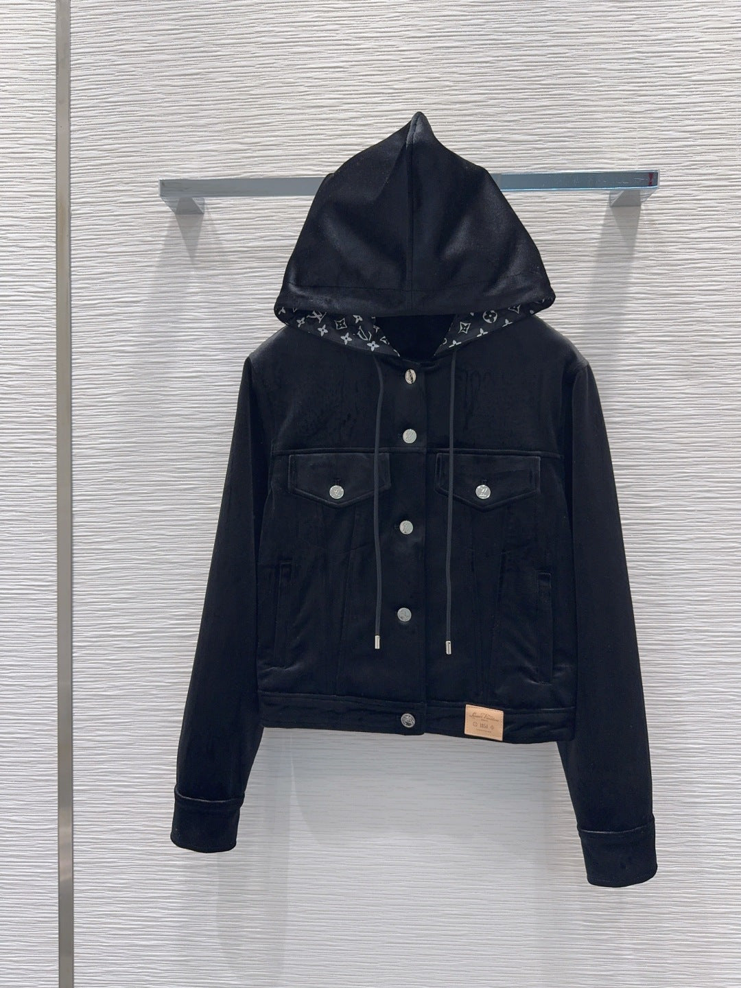 LV 26FW Hooded Velvet Jacket Monogram Hood Polyester 436390