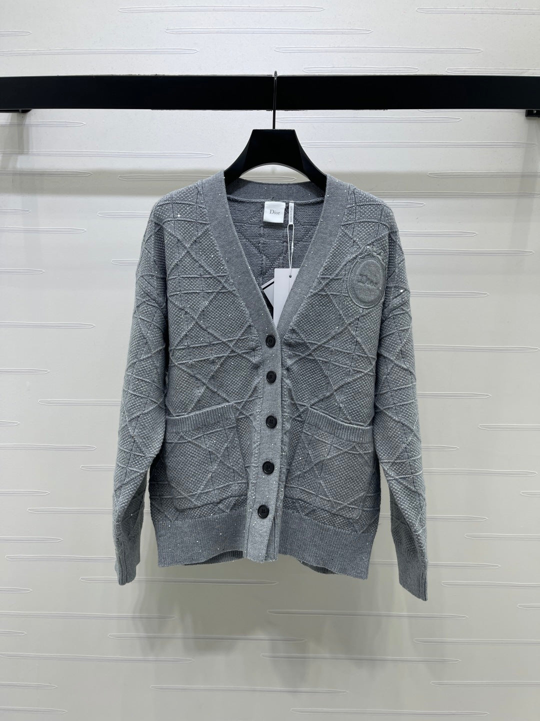 CD 26FW Diamond-Pattern Knit Cardigan Wool 439848
