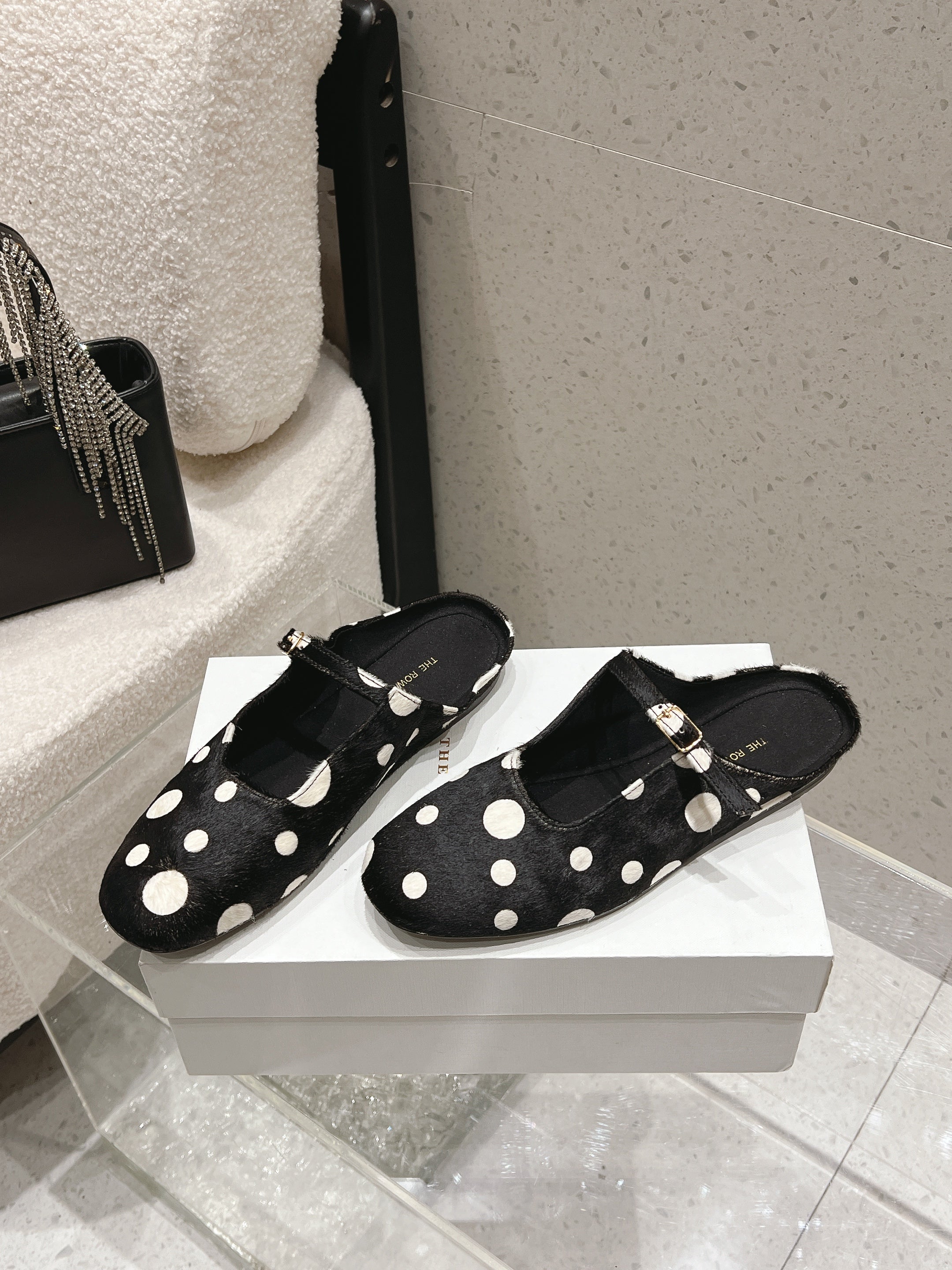 TR Ava Mules Polka Dot Horsehair 178913