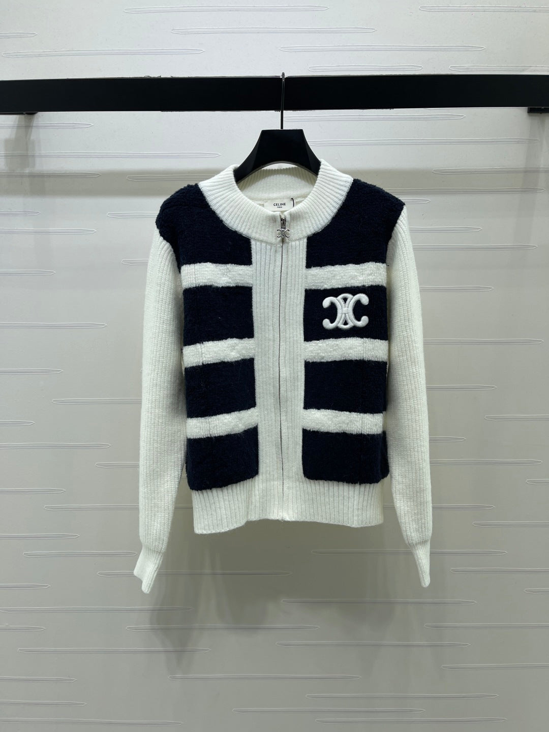 CE 26FW Striped Stand-Collar Cardigan Jacket Knitwear Wool 446577