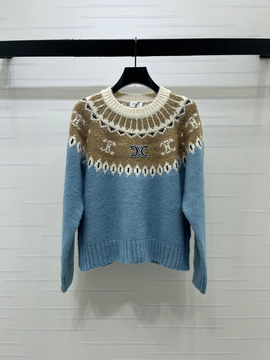 CE 26FW Fair Isle Crochet Crewneck Sweater Knitwear Wool 446574