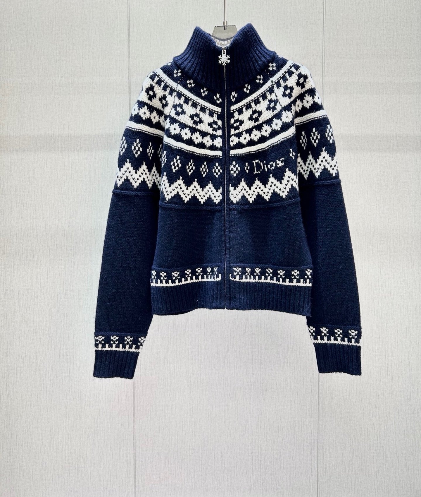 CD 26FW Fair Isle Jacquard Zip-Up Knit Vest High Neck Wool 446671
