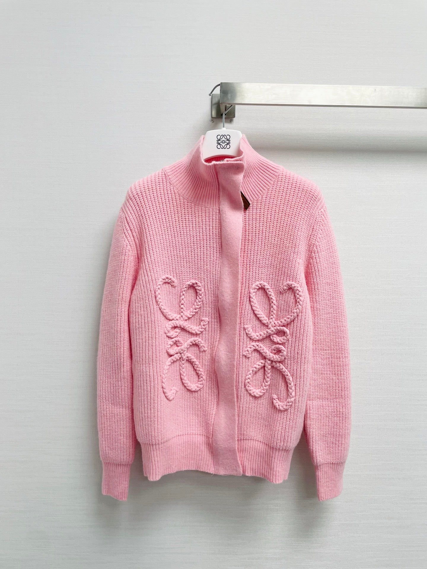 LW 26FW Logo Embossed Ribbed Cardigan Mohair Knitwear 446712