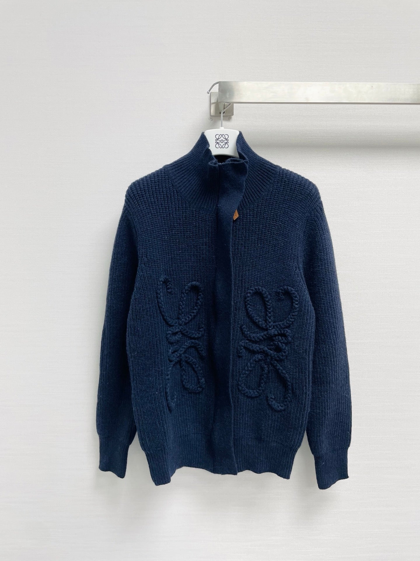 LW 26FW Logo Embossed Ribbed Cardigan Mohair Knitwear 446712
