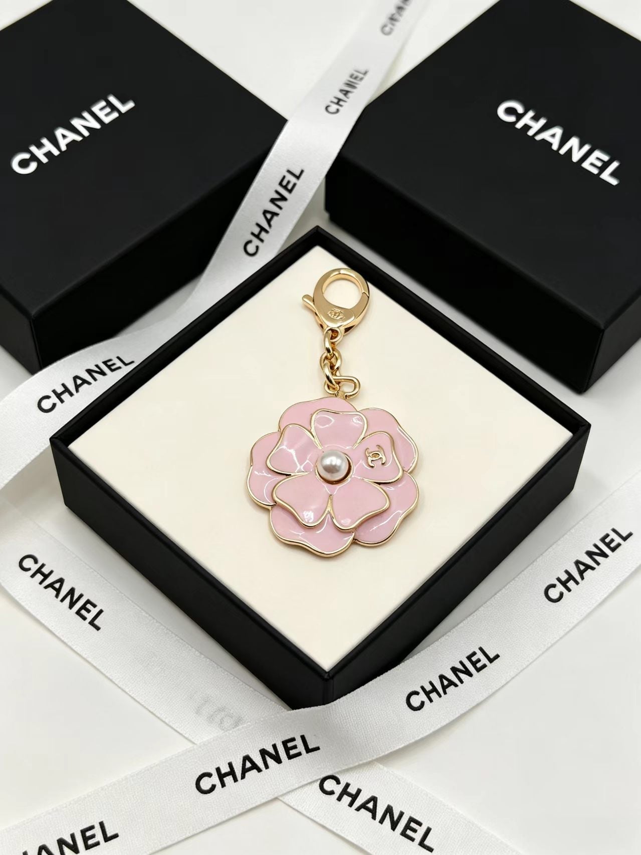 CC Camellia Charm With Pearl Accent
