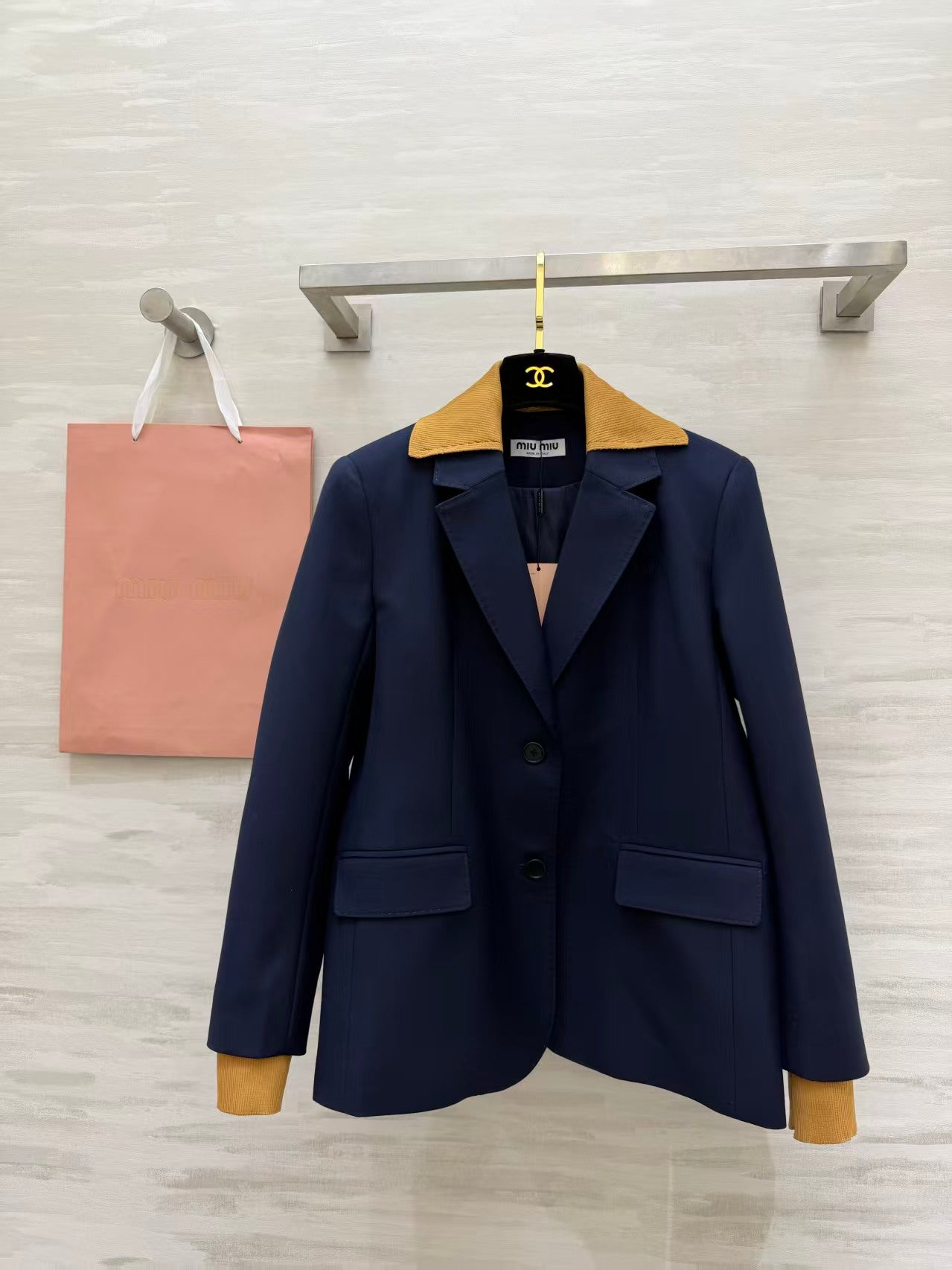 Miu Tailored Blazer Knit Collar Cuffs 427472