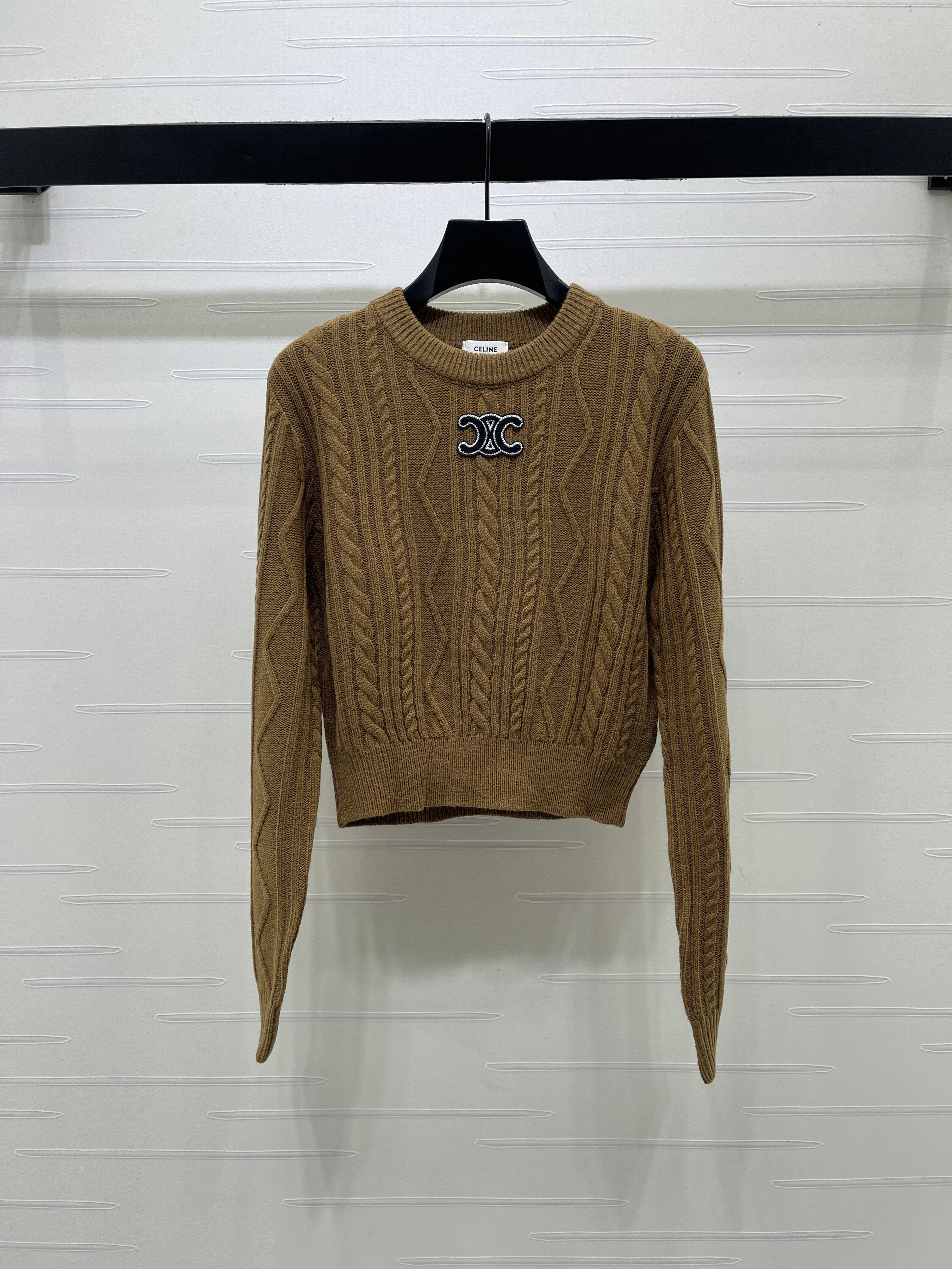 CE 26S Cable-Knit Crewneck Sweater Interlaced C Logo Wool 430328