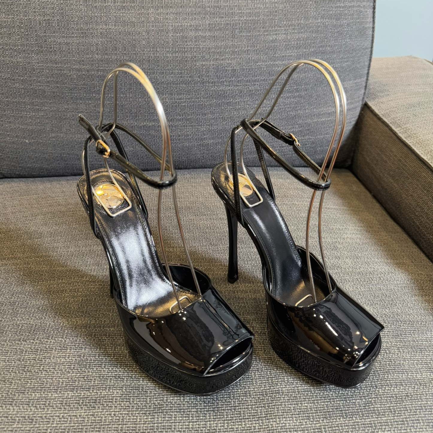 YSL 26S Platform Sandals 150 Mm Patent Calfskin