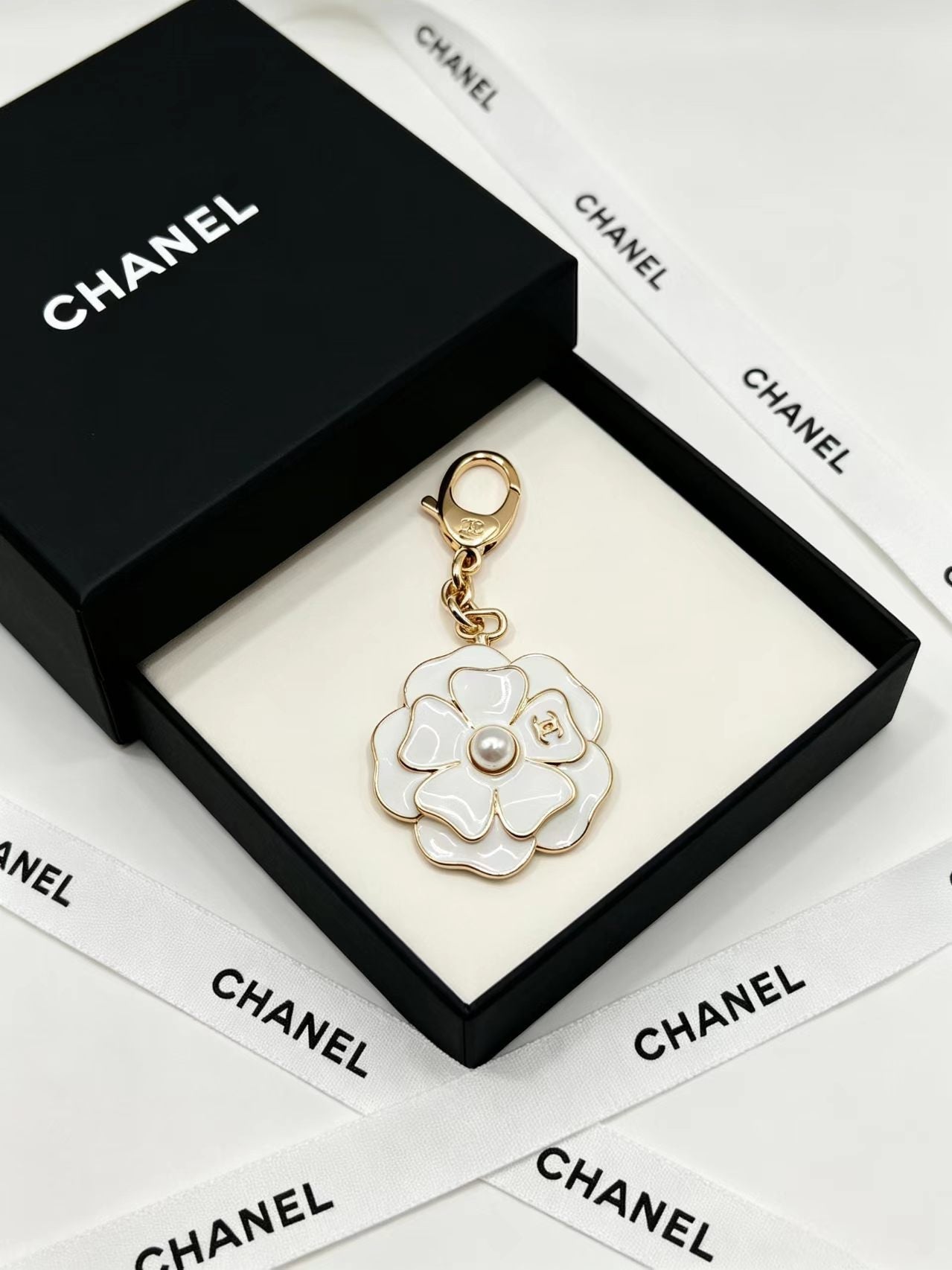 CC Camellia Charm With Pearl Accent