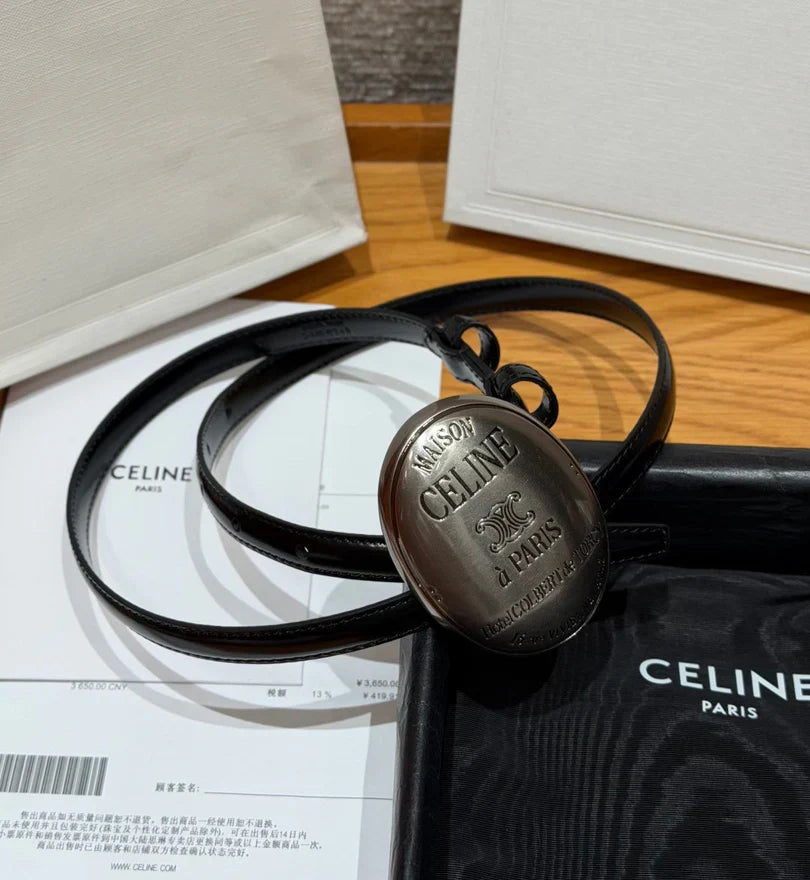 CL 2026 Maison Belt 1.3cm Silver Buckle Taurillon Leather