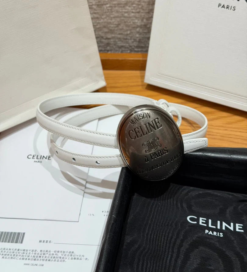 CL 2026 Maison Belt 1.3cm Silver Buckle Taurillon Leather