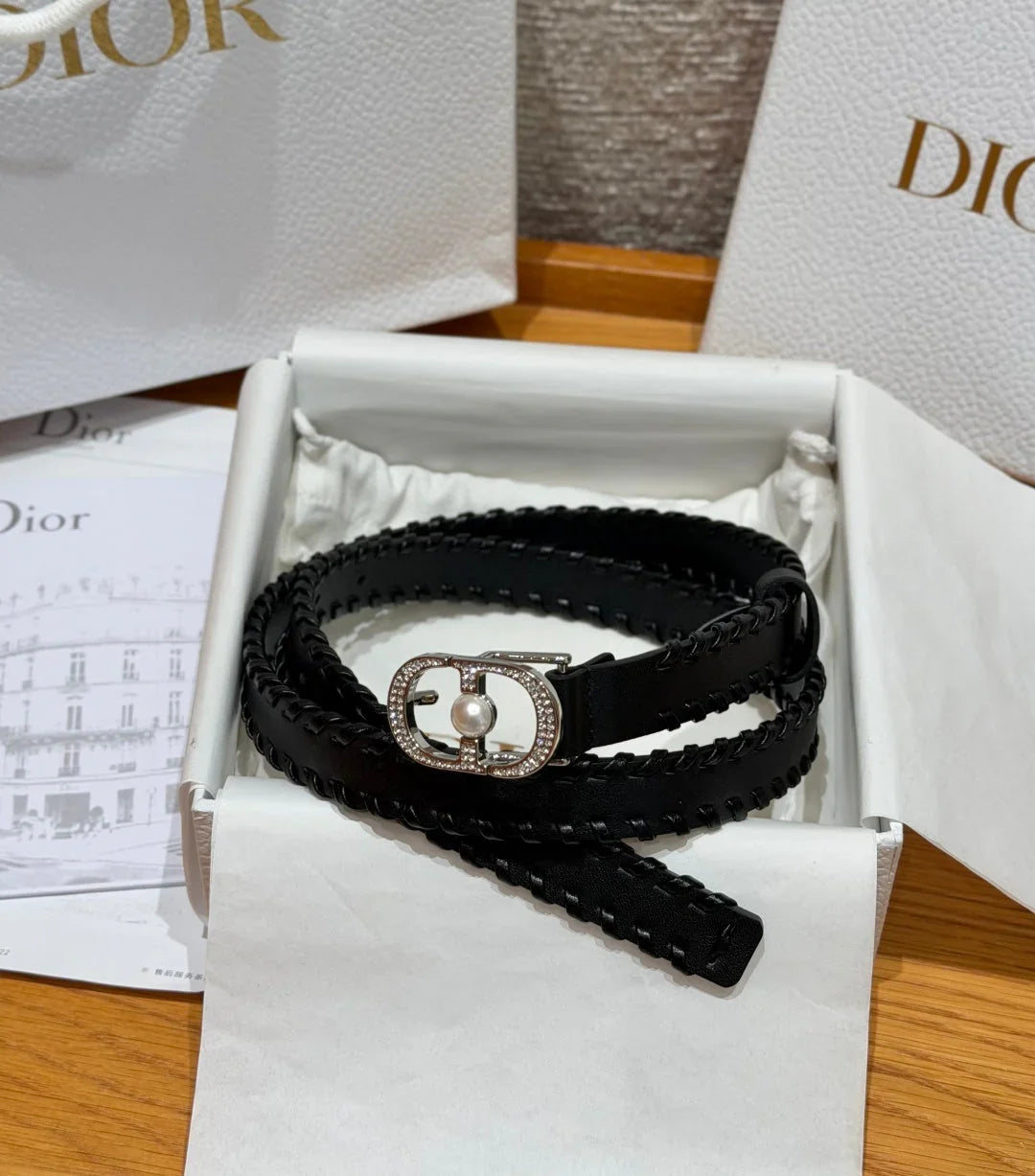 CD 2026 Hand-woven Calfskin Belt 20mm With Braided Rope Trim