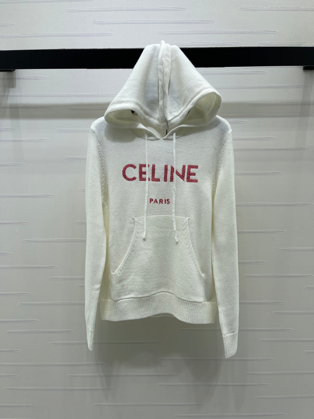 CE 26S Hooded Knit Sweater Celine Paris Logo Wool 430332