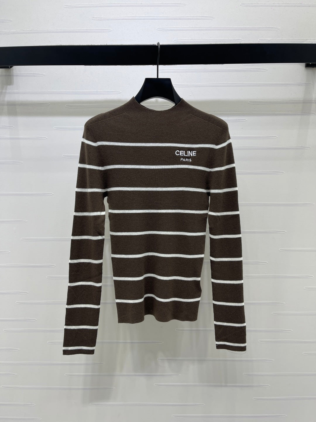 CE 26S Striped Knit Sweater Celine Paris Logo Tencel 423873