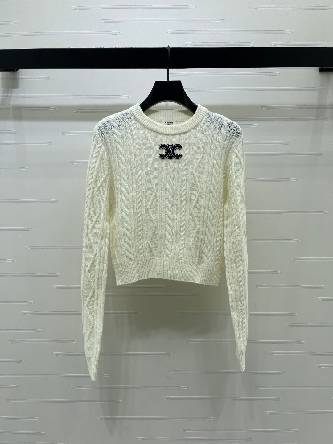 CE 26S Cable-Knit Crewneck Sweater Interlaced C Logo Wool 430328