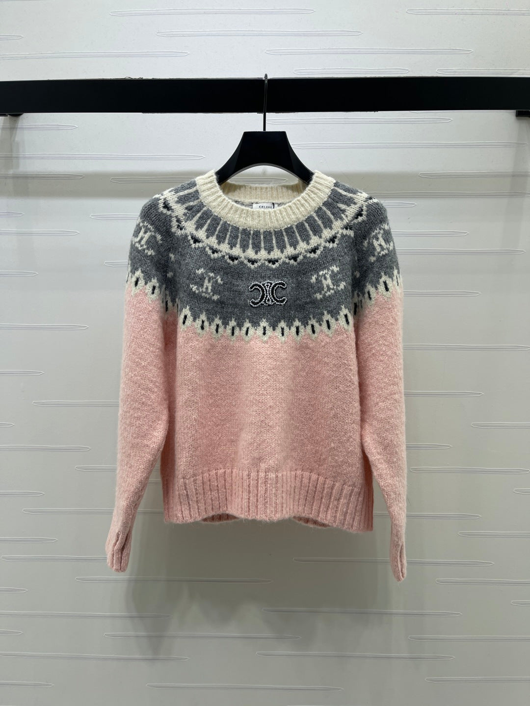 CE 26FW Fair Isle Crochet Crewneck Sweater Knitwear Wool 446574