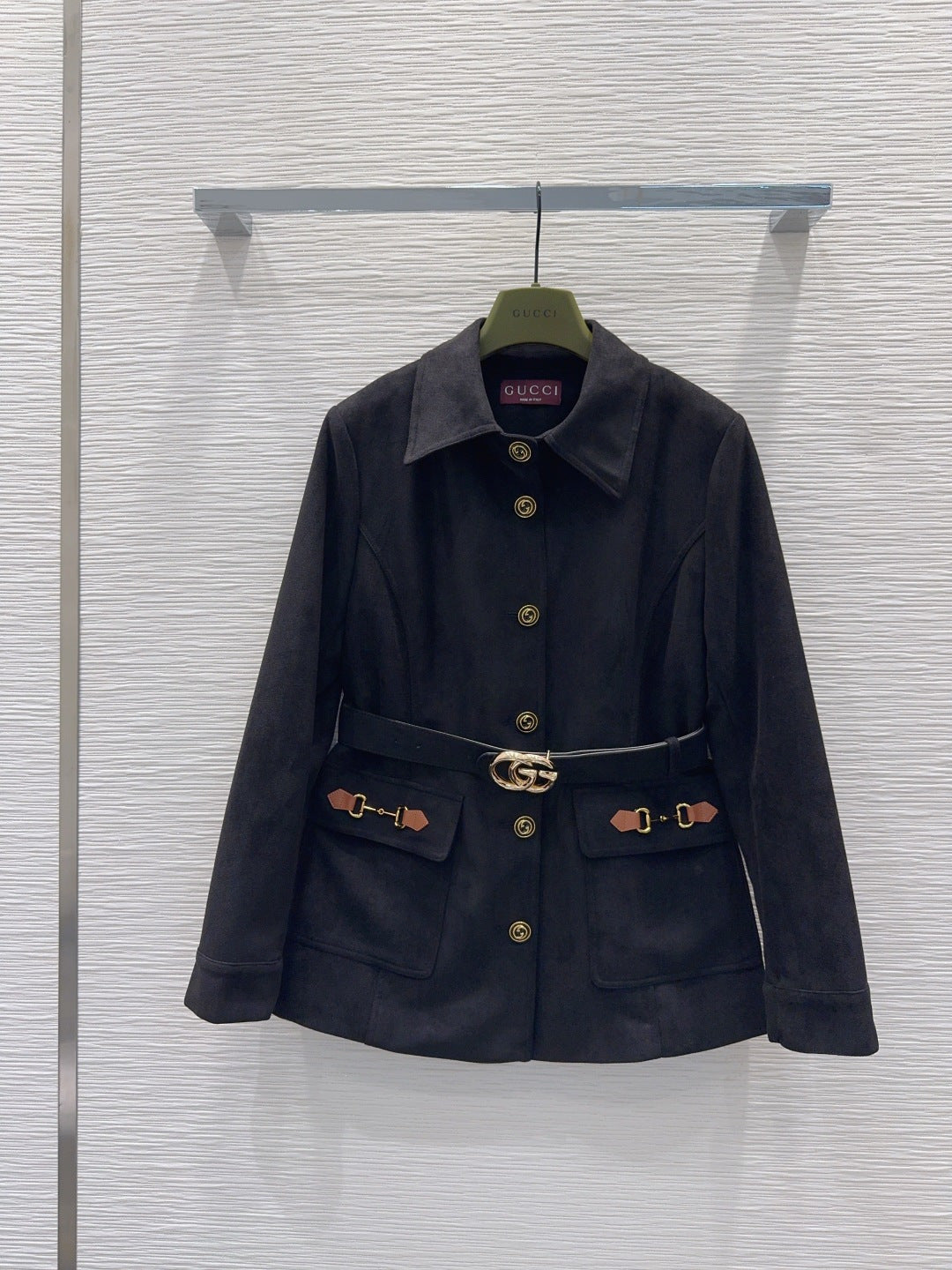 GG 26FW Belted Utility Jacket Horsebit Detail Buckle Polyester 447578