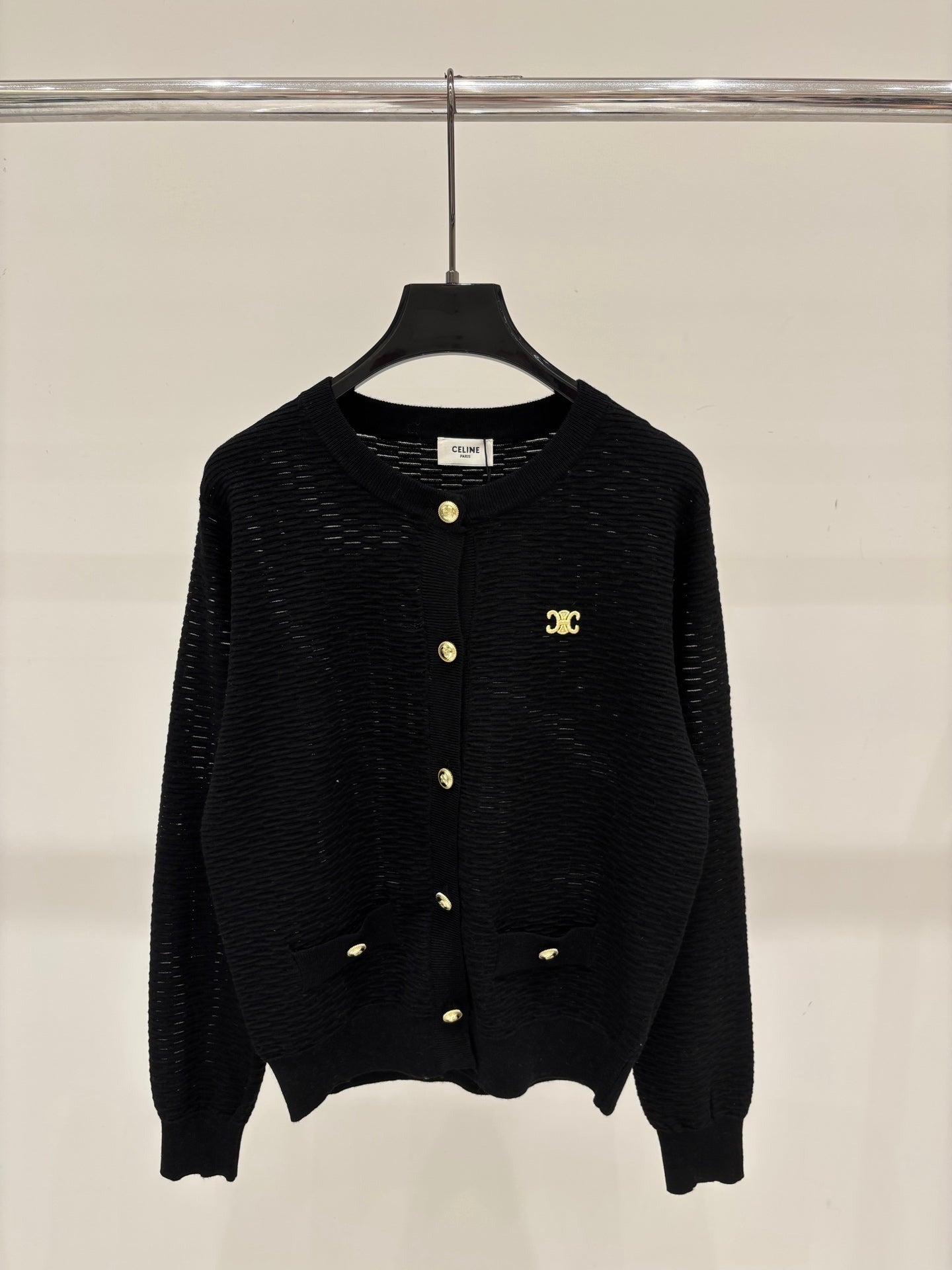 CE 2026 Hollow-out Knit Cardigan With Metal Buttons 431811