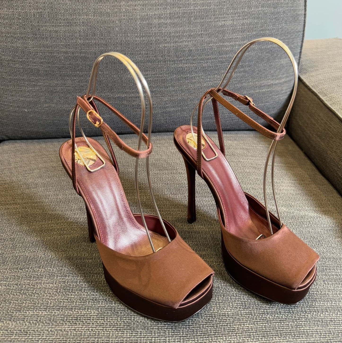 YSL 26S Platform Sandals 150 Mm Satin