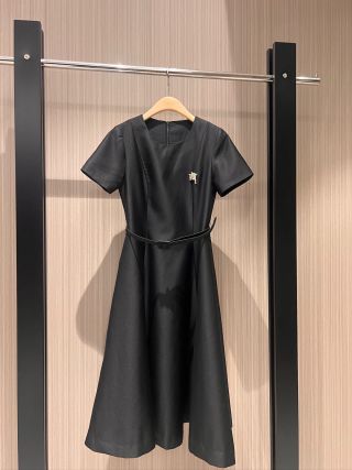 CD short-sleeved Dress Wool Silk Cotton
