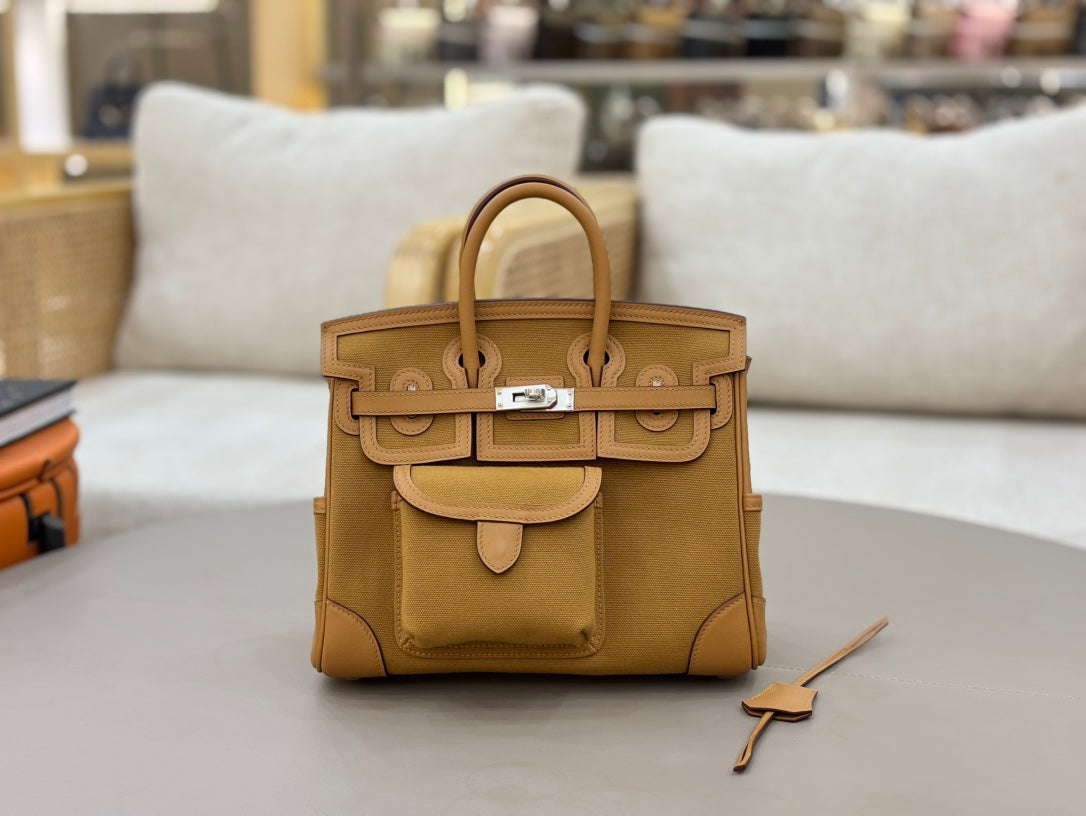 High-end HM 2026 Birkin Cargo 25cm Swift Leather Canvas