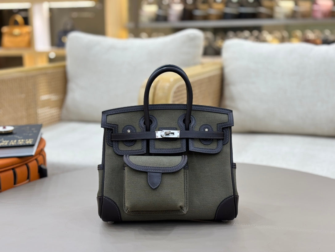 High-end HM 2026 Birkin Cargo 25cm Swift Leather Canvas