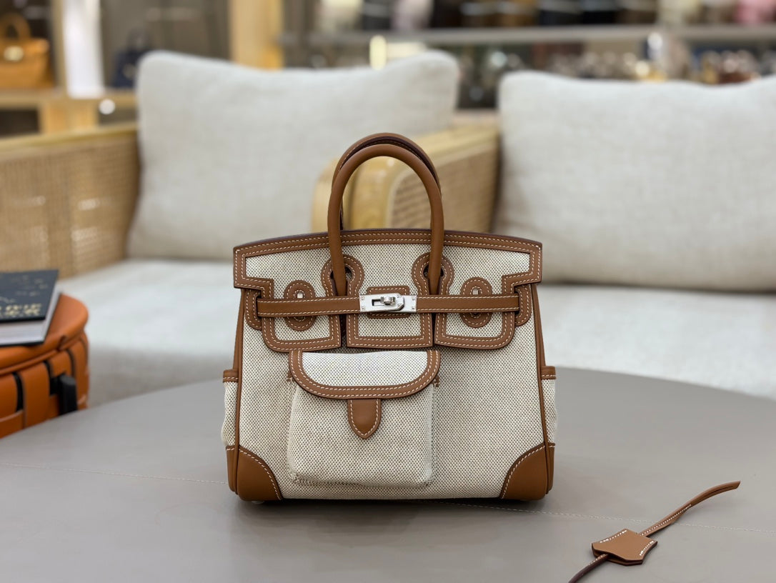 High-end HM 2026 Birkin Cargo 25cm Swift Leather Canvas