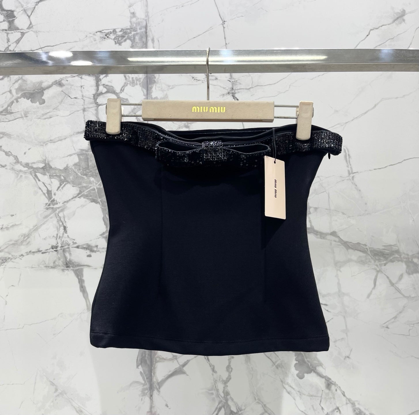 Miu Heavy-Duty 3D Cut Sequined Bandeau Top in Cotton