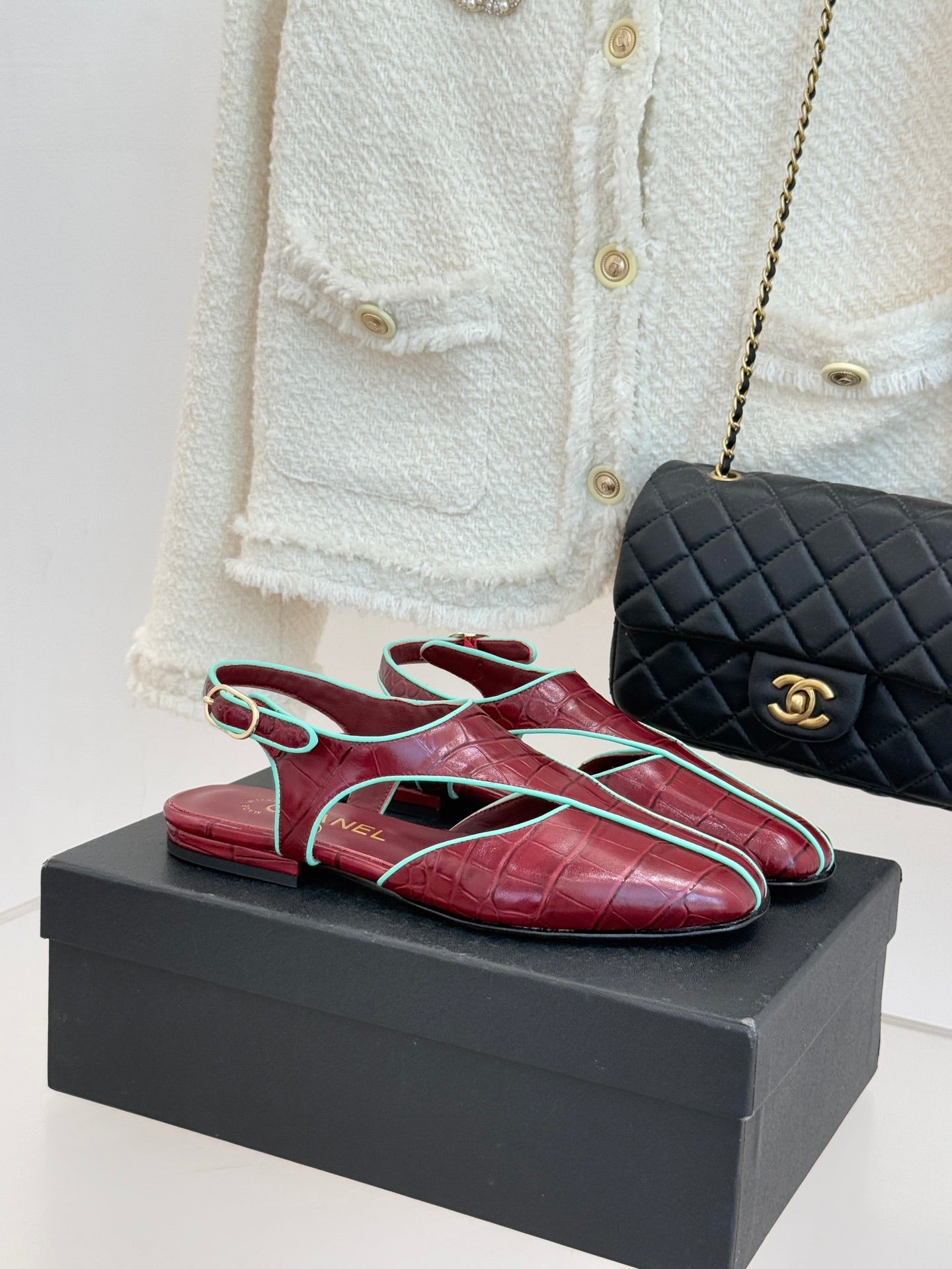 CC 26P T-Strap Flats Square Toe Calfskin 841980