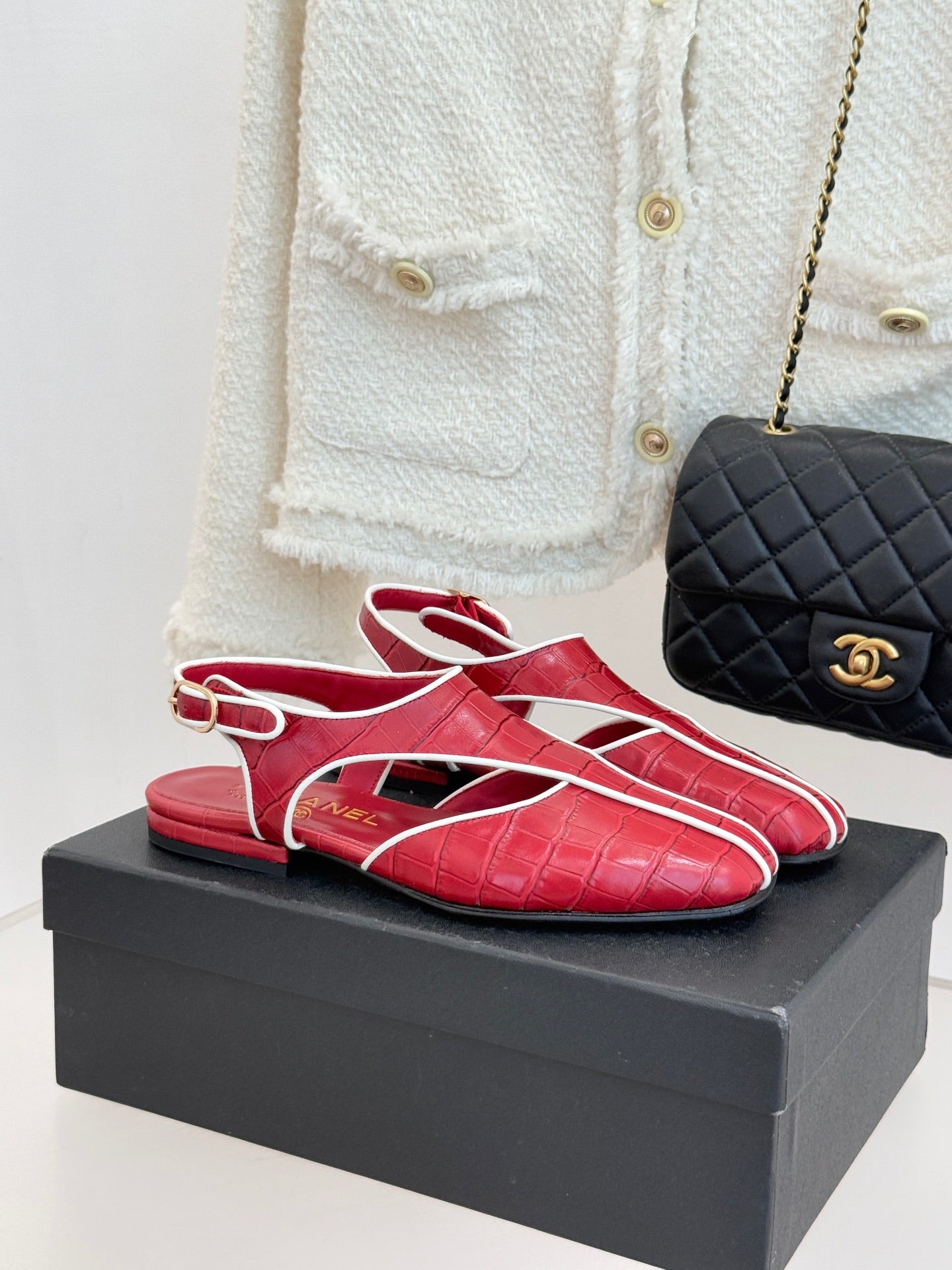 CC 26P T-Strap Flats Square Toe Calfskin 841980