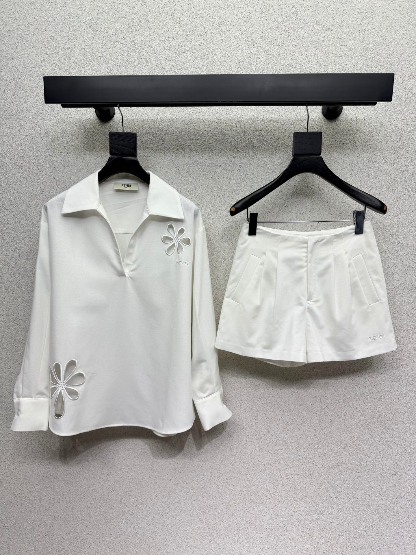 FD Embroidered Cotton Linen Shirt Set in Linen