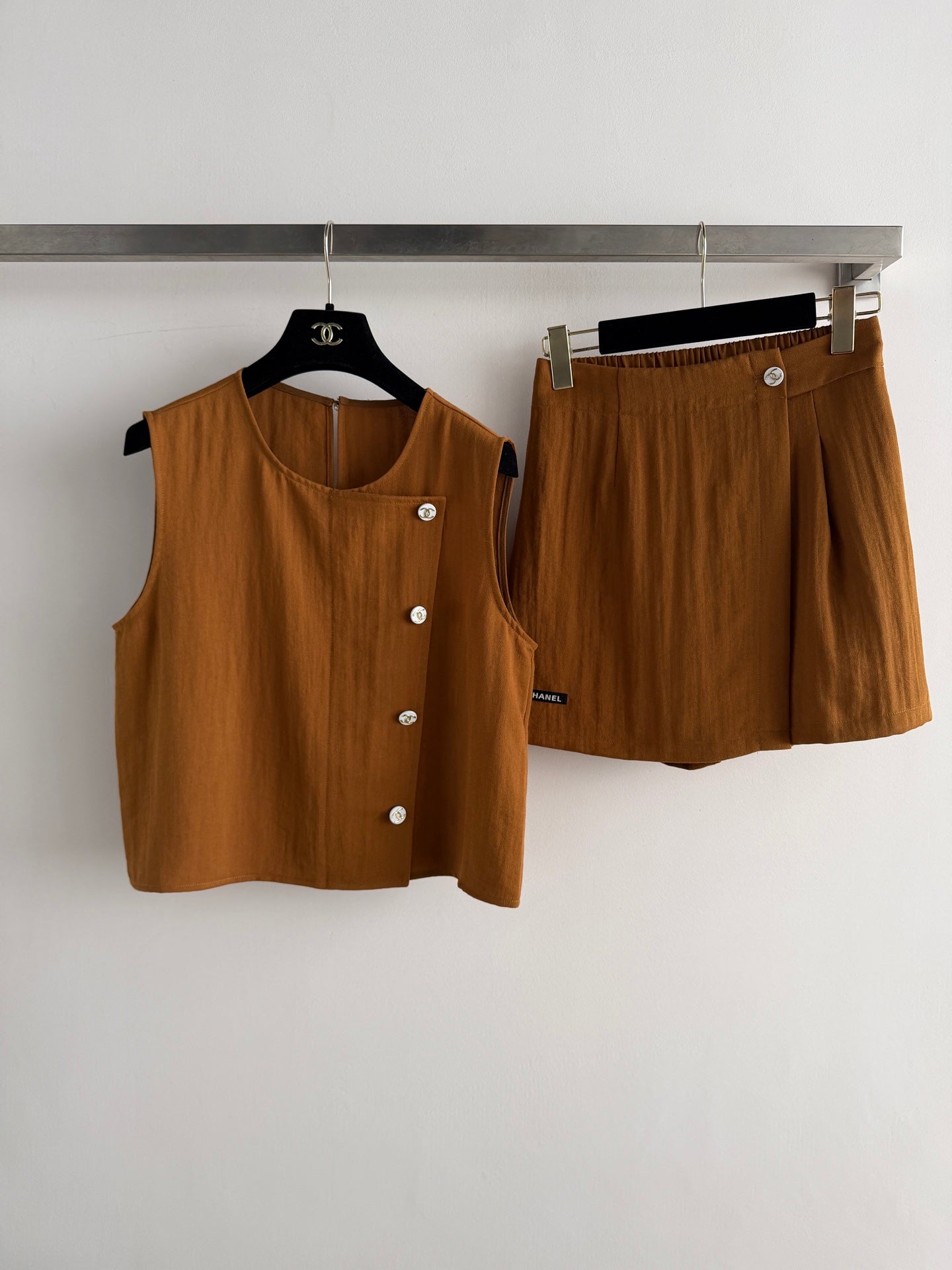 CC Sleeveless Vest Matching Skirt and Pants Set in Polyamide