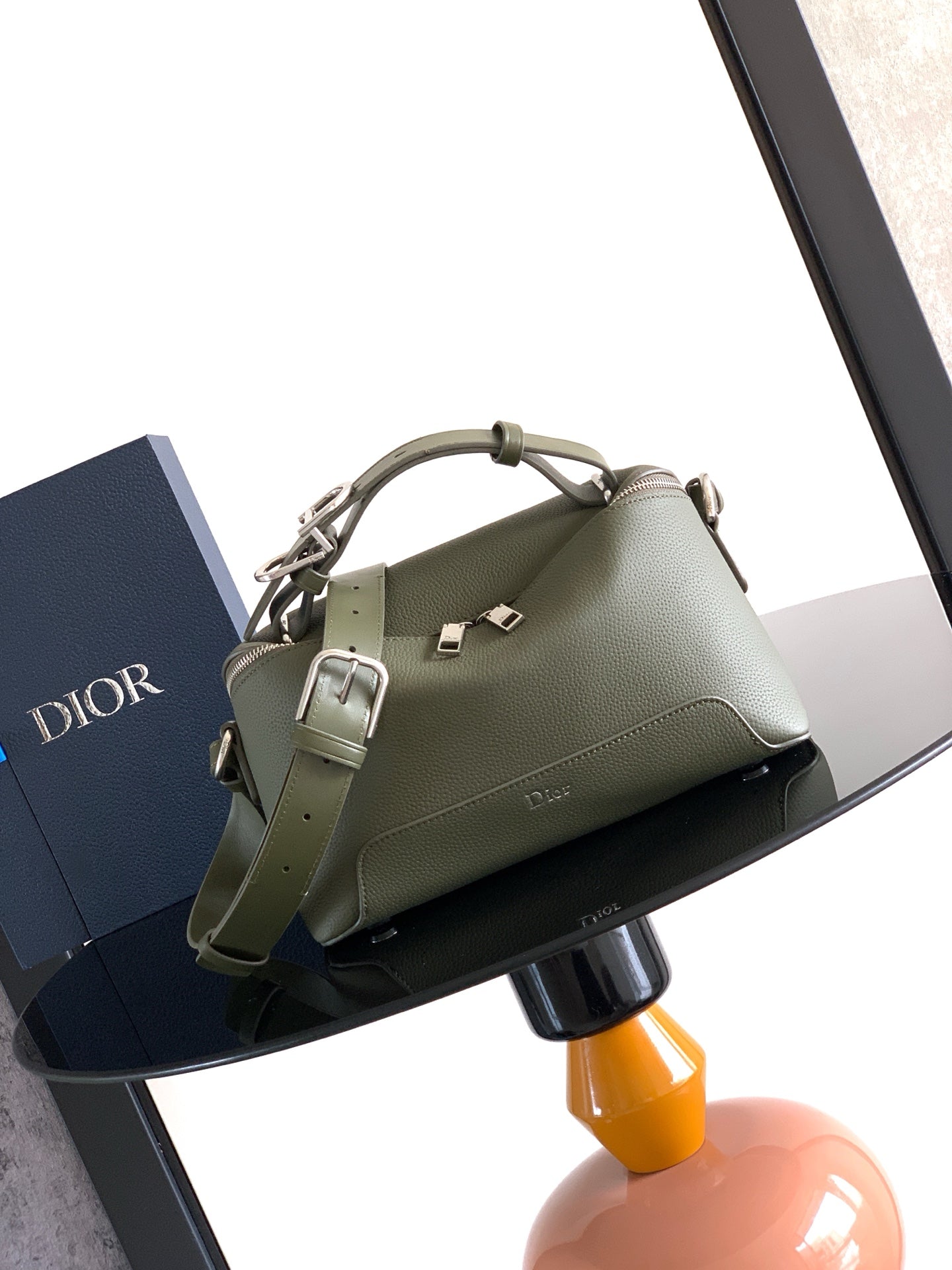 CD 2026 Archie Zipped Bag with Strap 28cm Grained Calfskin 386302