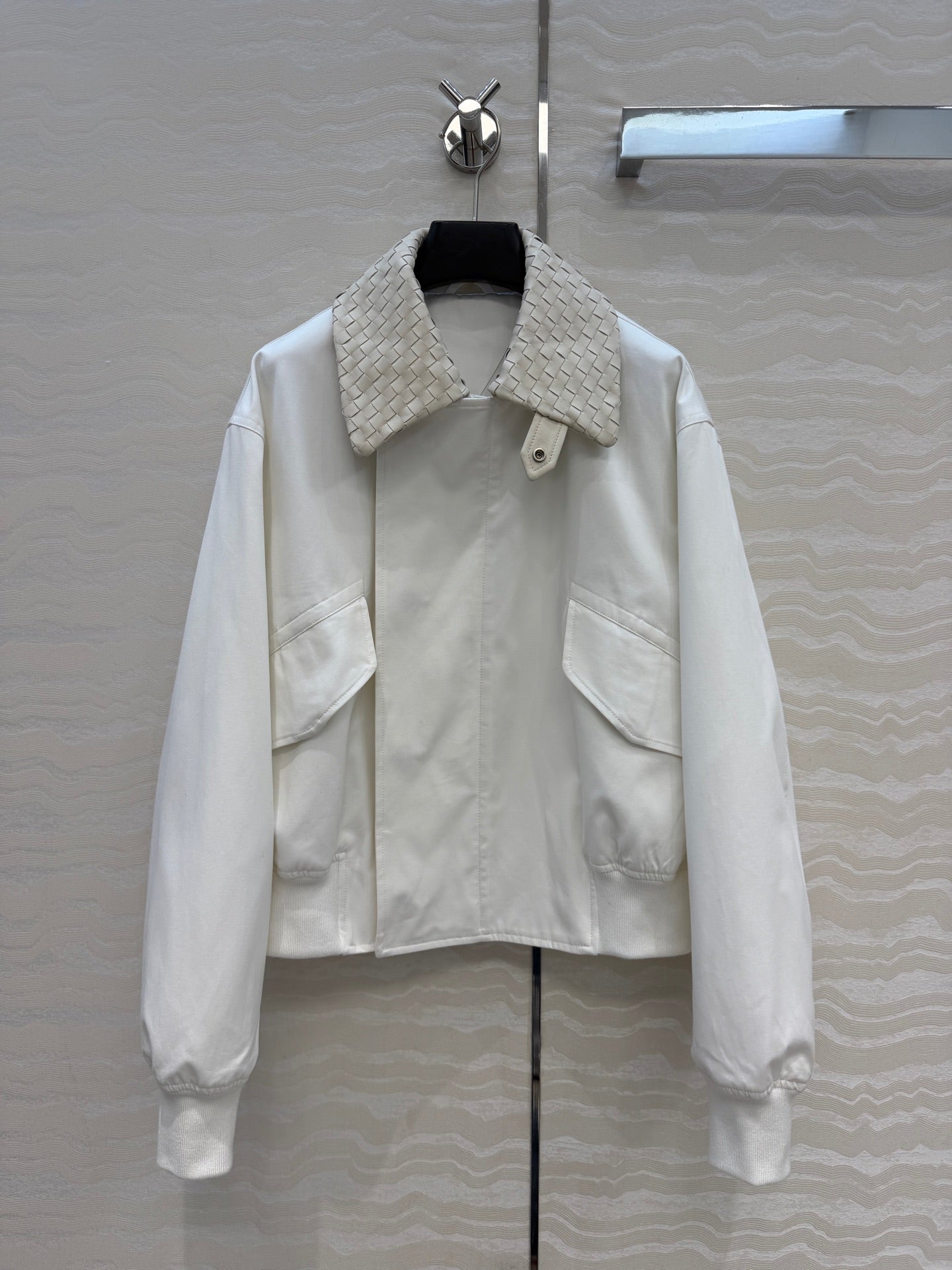 BV 26S Intrecciato Leather-Trimmed Jacket Polyester 435625