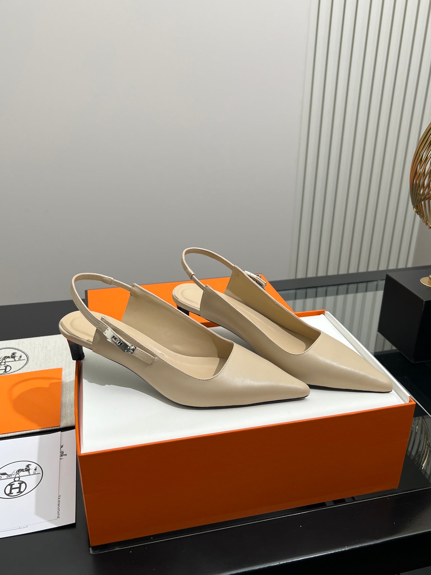 HM 26s Nicoletta Slingbacks Pum 4cm Leather 149127