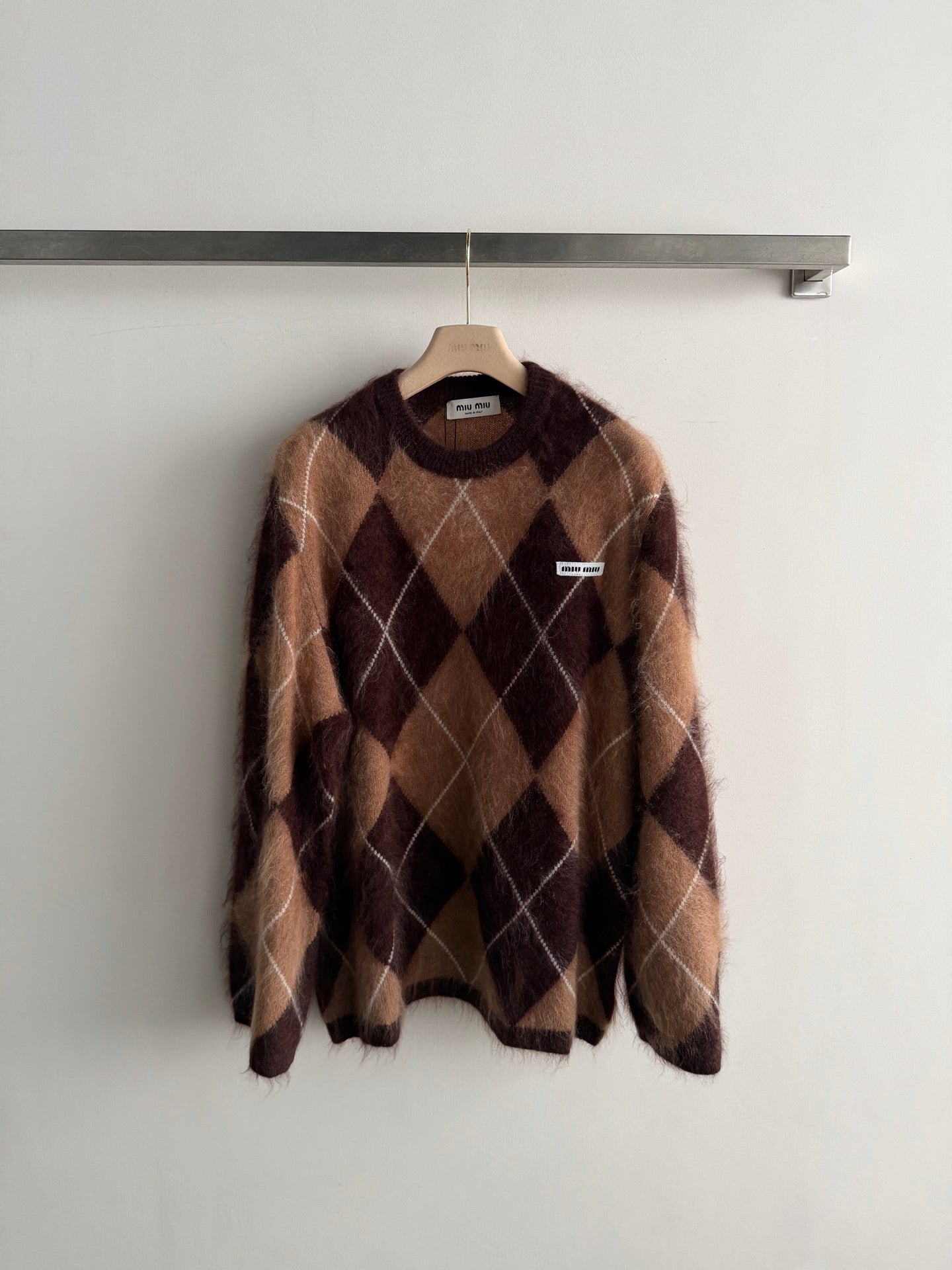 Miu 26FW Diamond-Jacquard Crewneck Wool Blend 447314