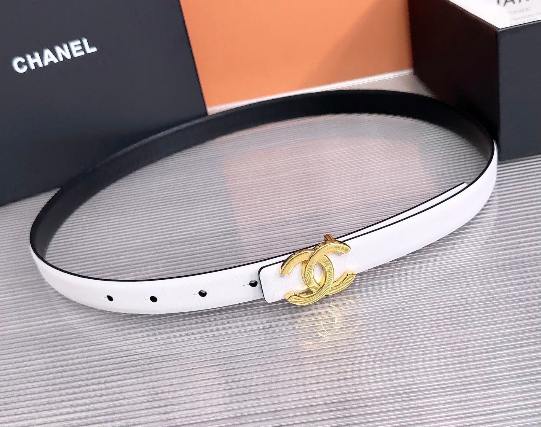CC 26W Belt 2cm Double-Sided Calfskin 218289