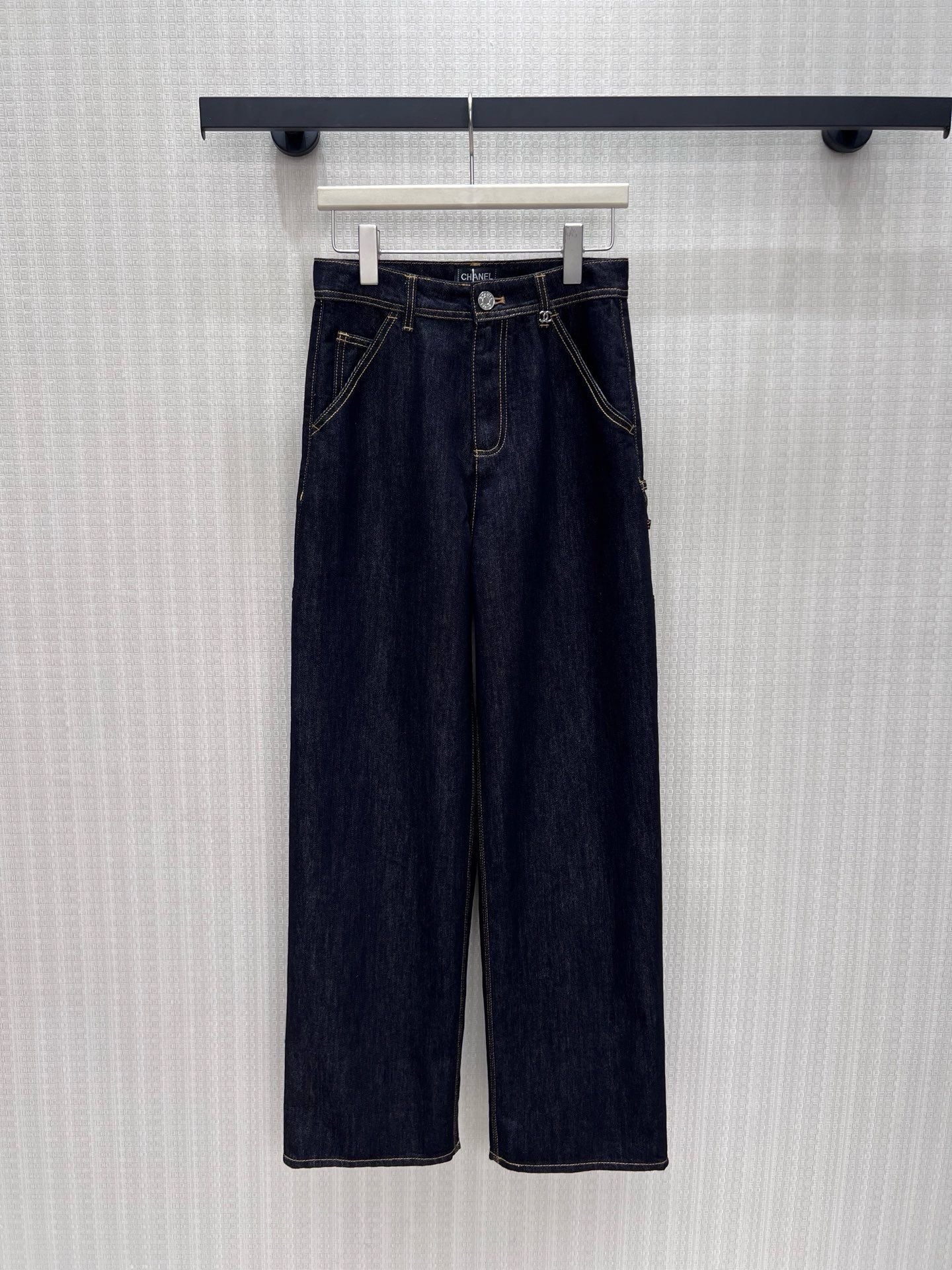 CC 26S High-Waist Wide-Leg Cargo Jeans Contrast Stitching Blue Cotton 437692