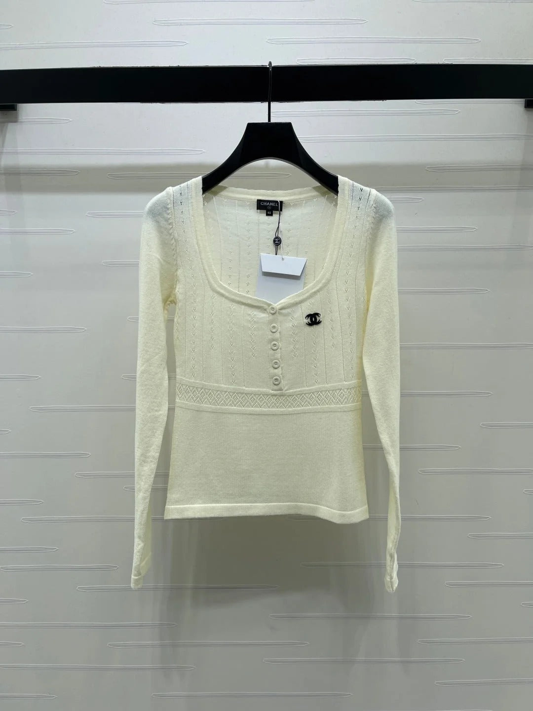 Chanel 2026 Square Knit Long-sleeved Top Wool 292169